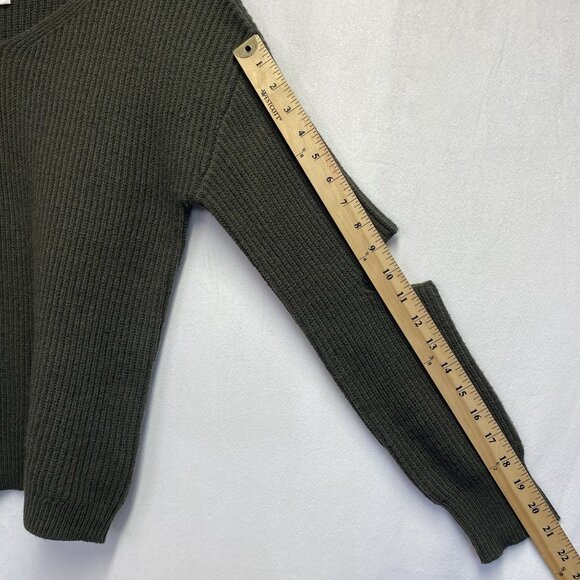 Ruby Moon Ribbed Knit Cut-Out Sleeves & Neck Pullover Sweater Women Small Green - Picture 4 of 14